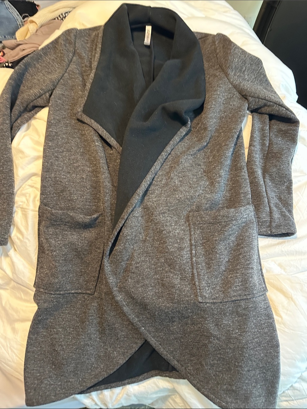 Fabletics Womens Gray Open-Front Draped Coatigan